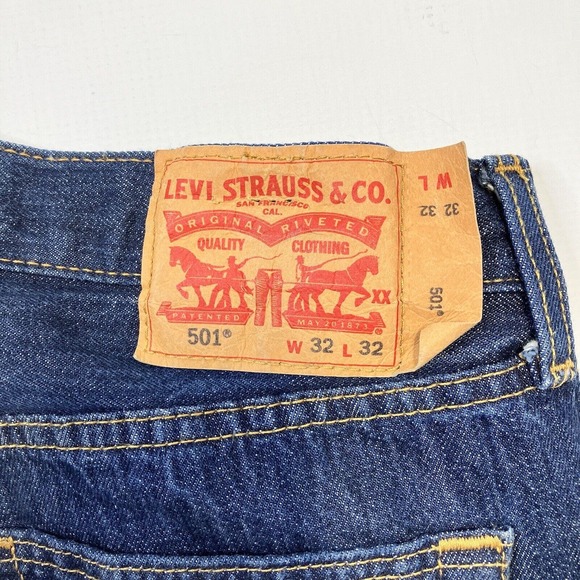 Levis 501 0115 Jeans Dark Rigid Denim Men’s 32x32 Y2K Button Fly - Picture 3 of 12